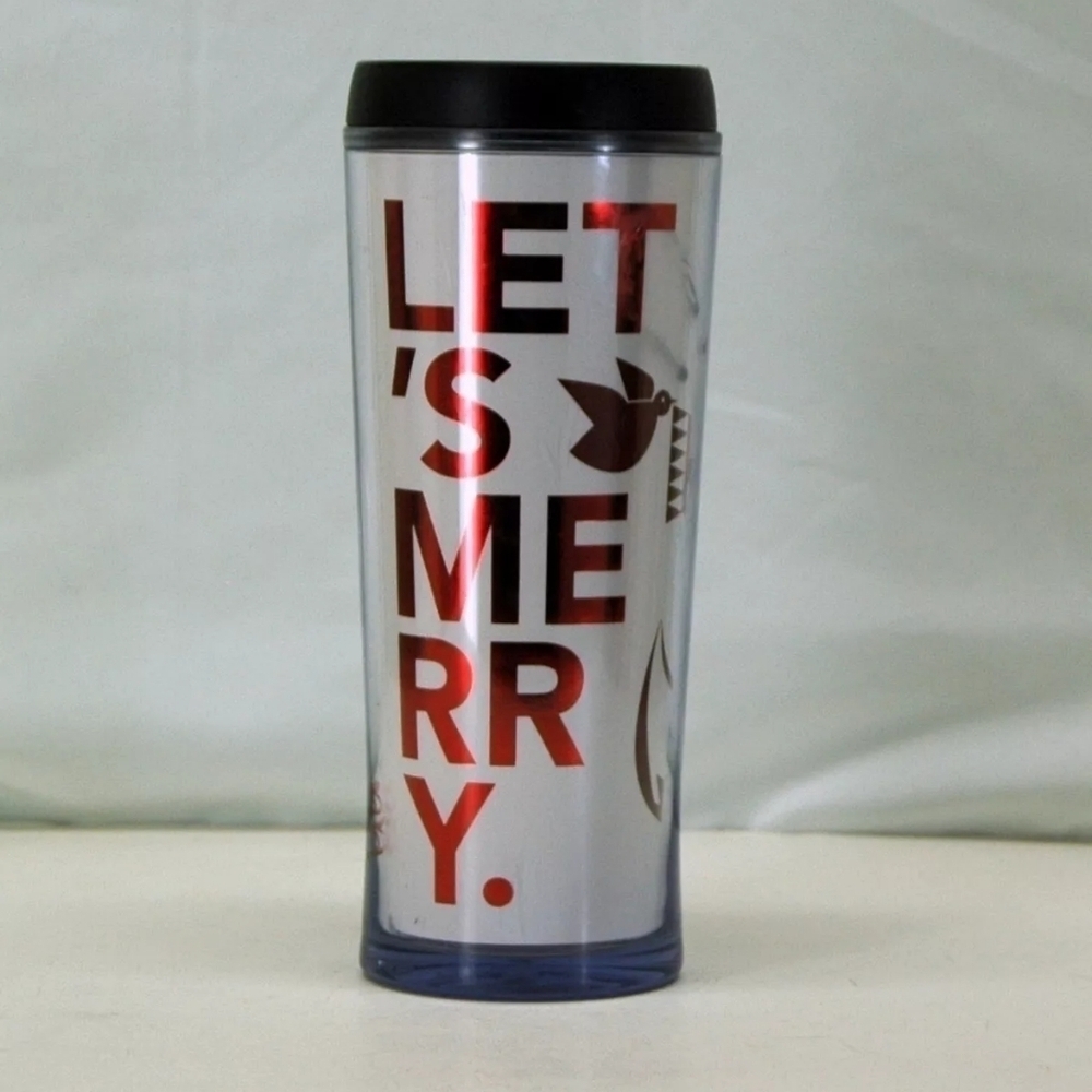 Starbucks 2011 Tumbler Let's Merry Mug Coffee Cup  Travel Tumbler Bird Red Fox
